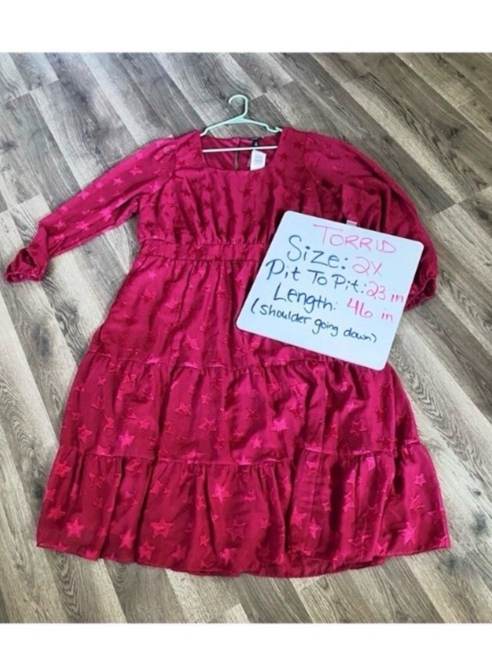 TORRID Magenta Star Print Embroidered Midi Dress - Picture 9 of 9